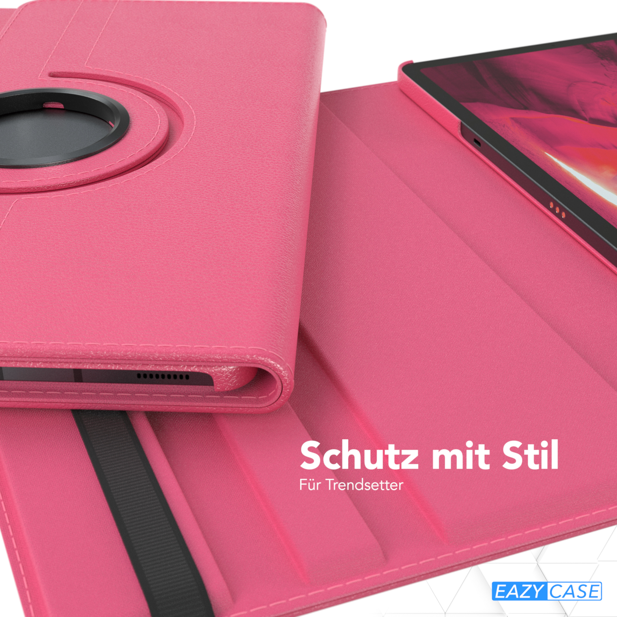 Rosa Tablethülle mit Halter und Abdeckung.