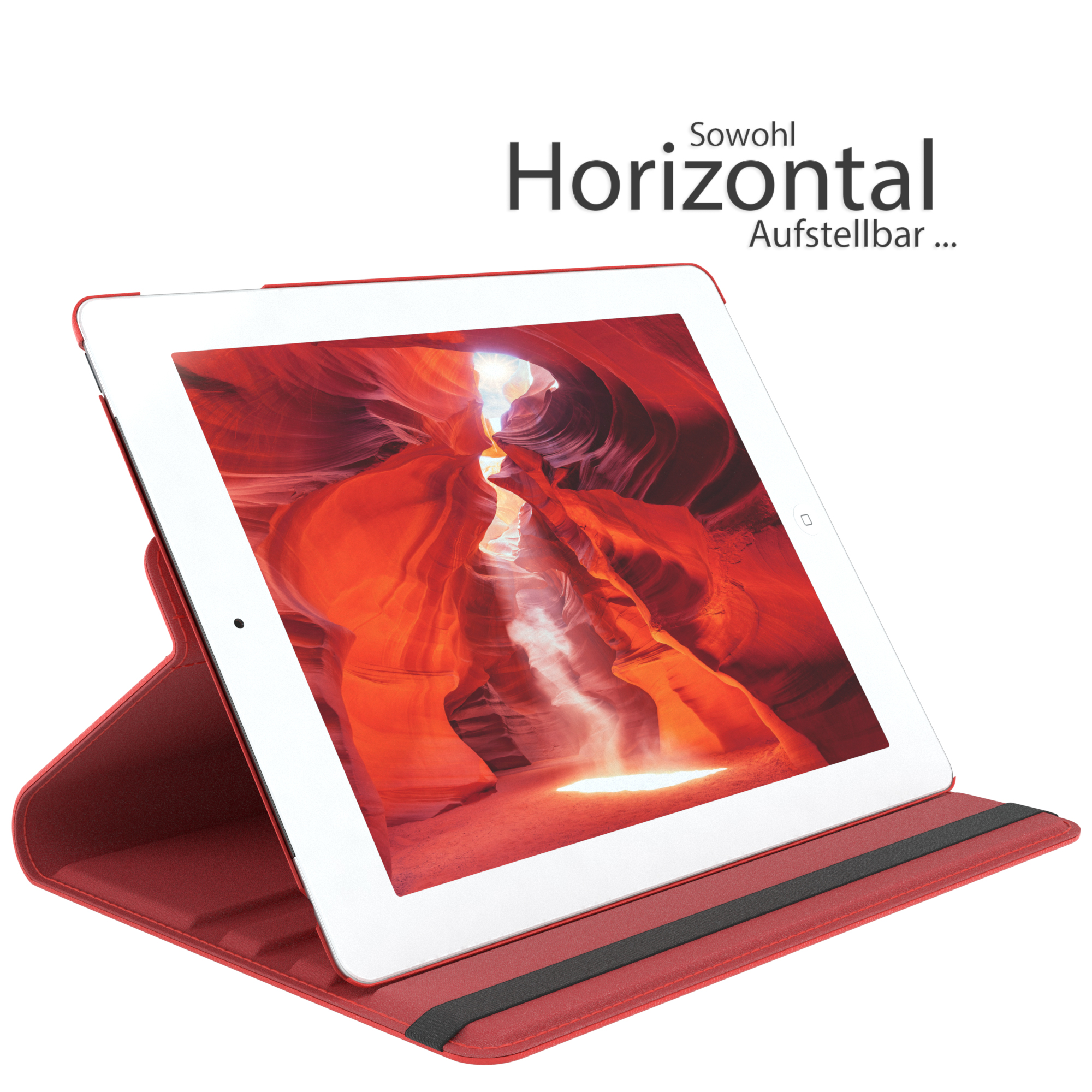 Rote Tablet-Hülle mit rotem Canyon-Bild.