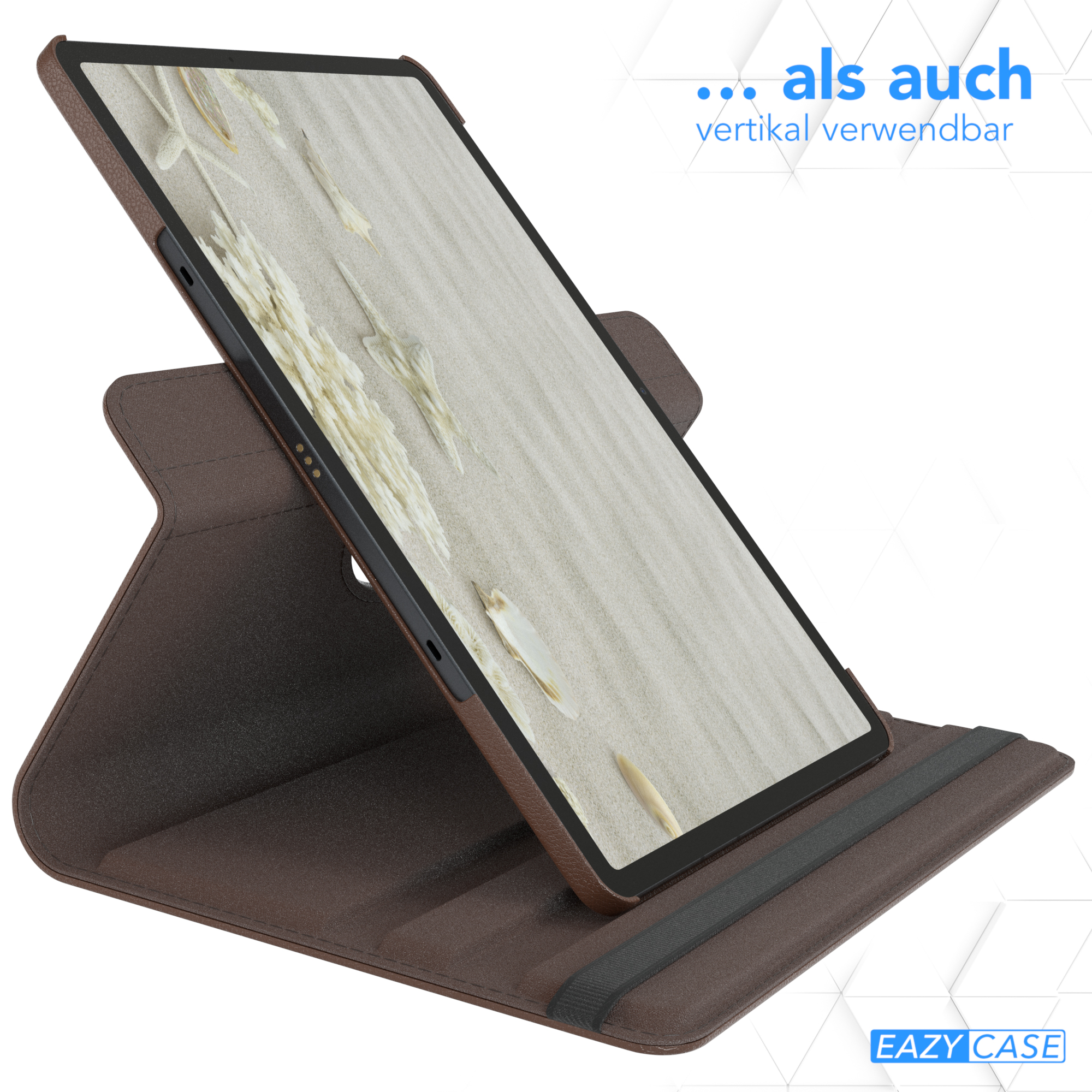 EAZY CASE Kunstleder, Schutzhülle Samsung S7 Braun für Plus 5G Rotationcase Bookcover Tab Galaxy 12.4\
