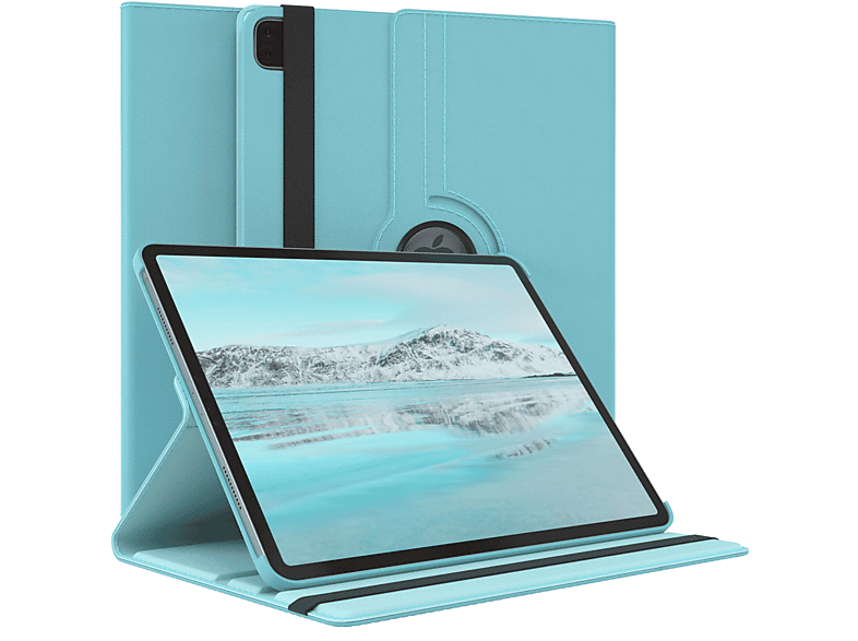 EAZY CASE Blau Bookcover (5. 12,9 Pro für 2021 iPad Apple Rotationcase Kunstleder, Gen.) Tablethülle Schutzhülle 12.9