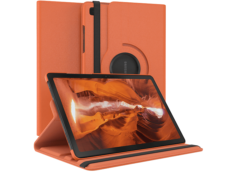 EAZY CASE Schutzhülle Rotationcase Orange für Galaxy A7 Bookcover Samsung Tablethülle Tab Kunstleder, 10.4
