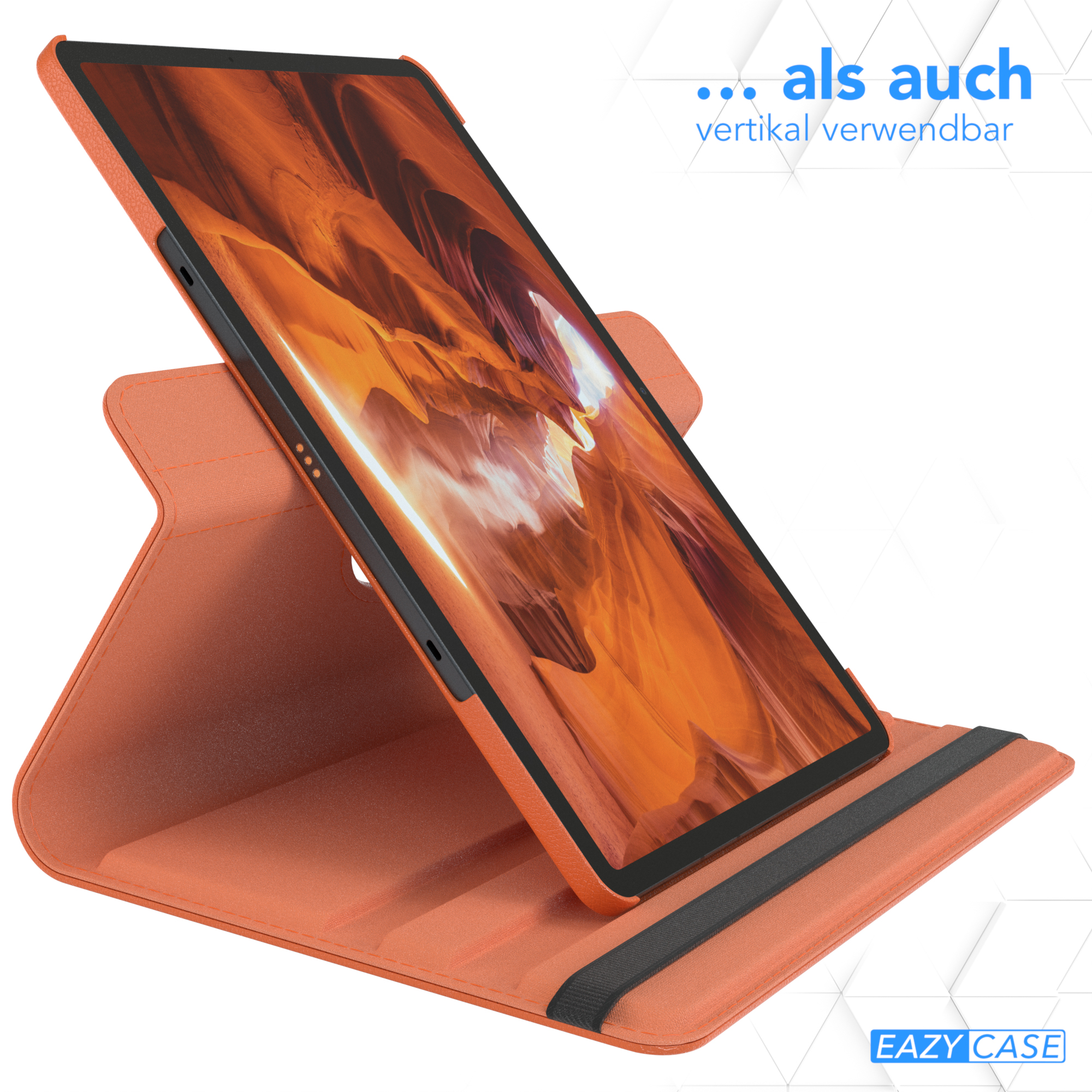 Orangene Tablet-Hülle, Tablet ist eingerichtet.