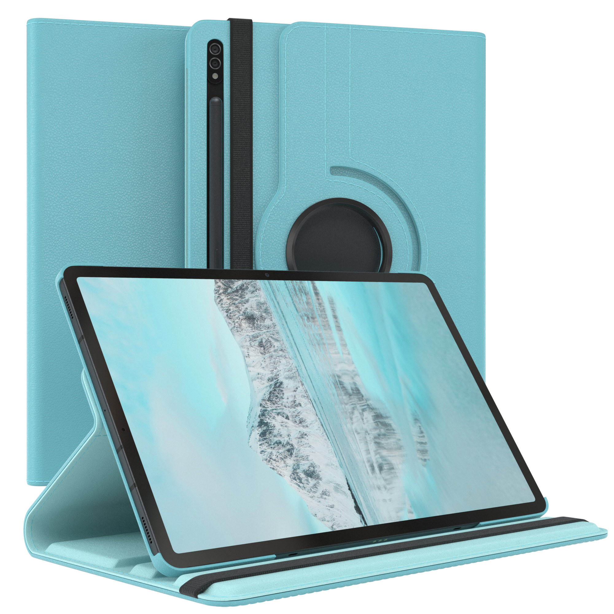 Blau 5G EAZY Plus Rotationcase Tablethülle Tab S7 Bookcover / Samsung für Galaxy Schutzhülle Kunstleder, 12.4\