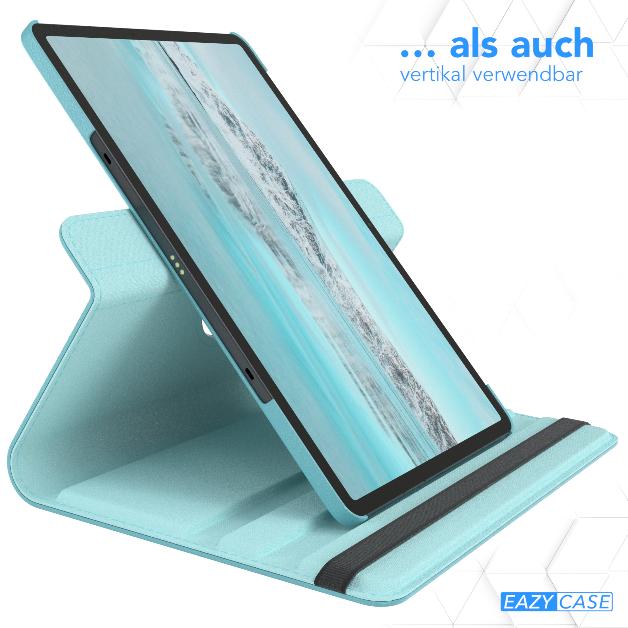 Galaxy Tablethülle EAZY 5G Bookcover Kunstleder, Tab Schutzhülle Samsung Rotationcase / S7 Blau Plus 12.4\