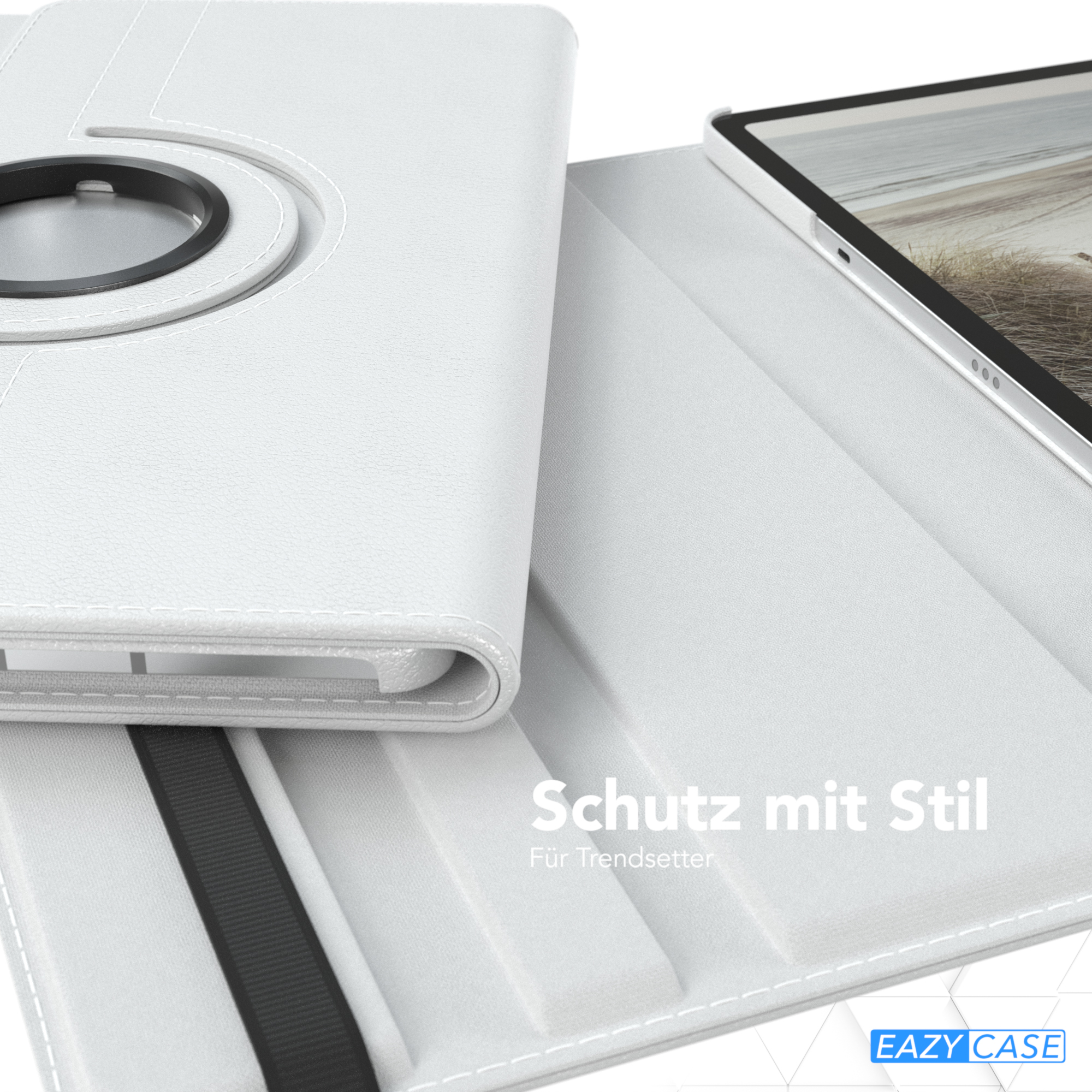 EAZY CASE Schutzhülle Bookcover / Galaxy Kunstleder, Tablethülle Rotationcase Weiß 5G für Samsung S7 12.4\