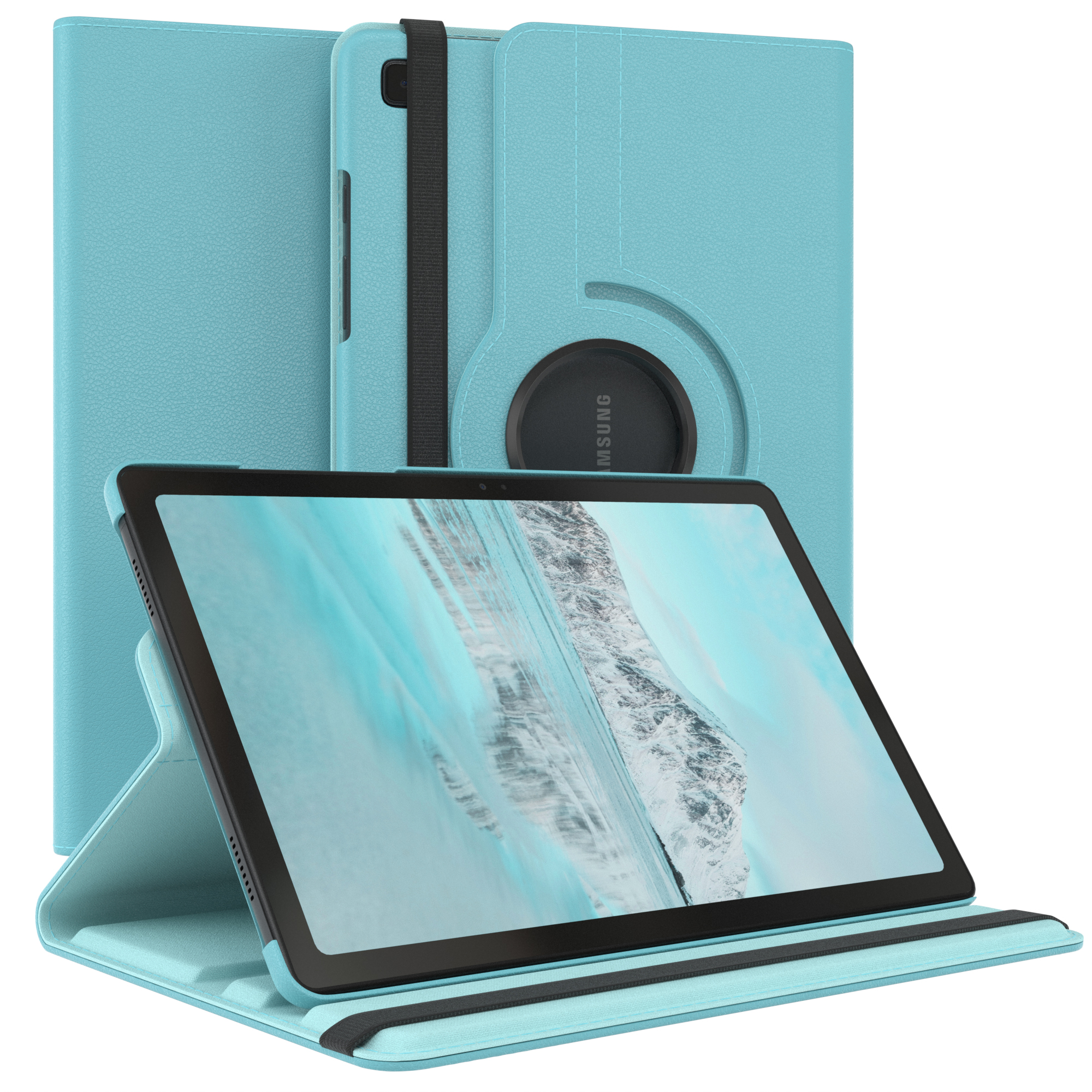 Blaues Tablet in blauem Gehäuse mit klarem Display.
