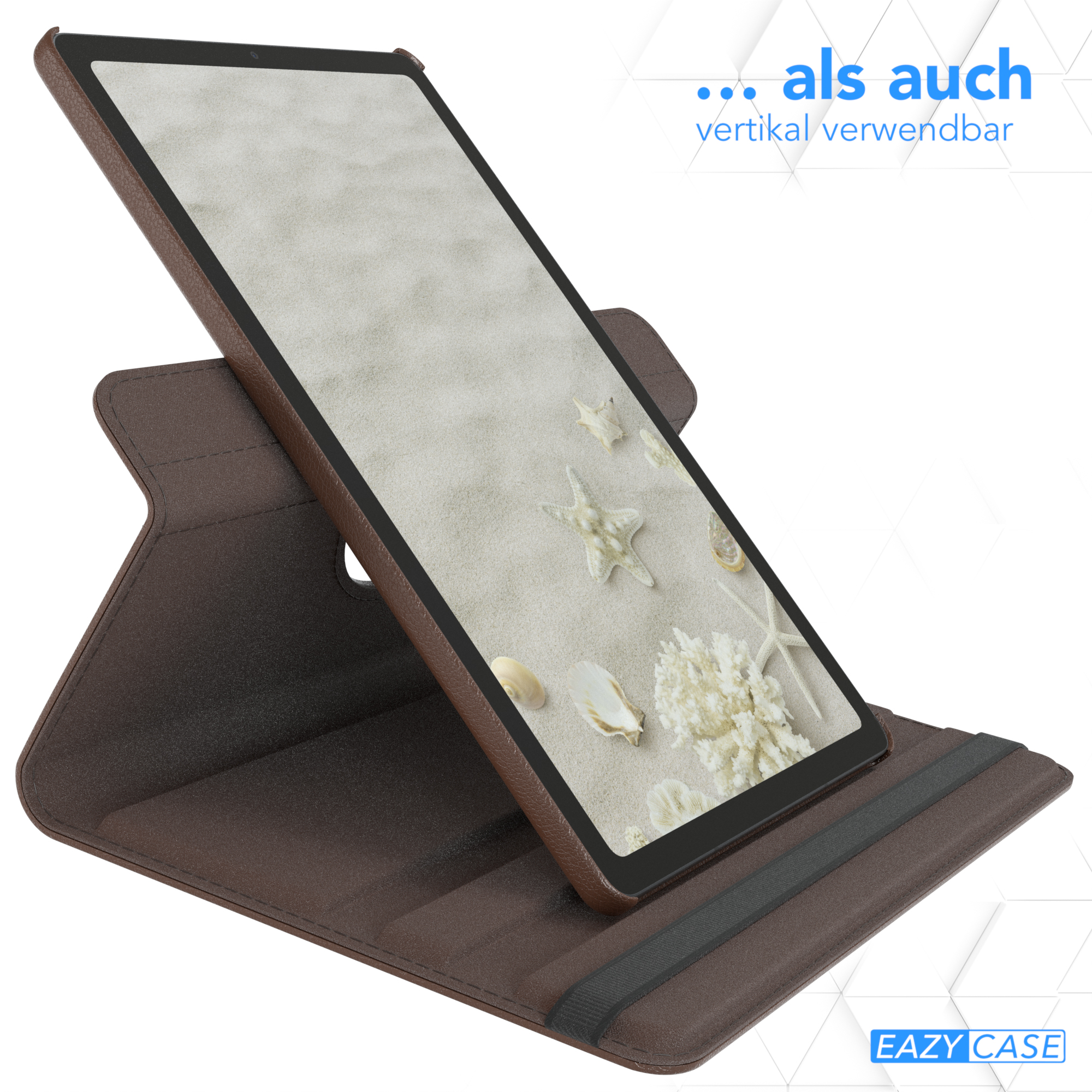 EAZY CASE Schutzhülle Rotationcase Galaxy Bookcover Tab Tablethülle für Kunstleder, S6 Samsung Braun 10.4\