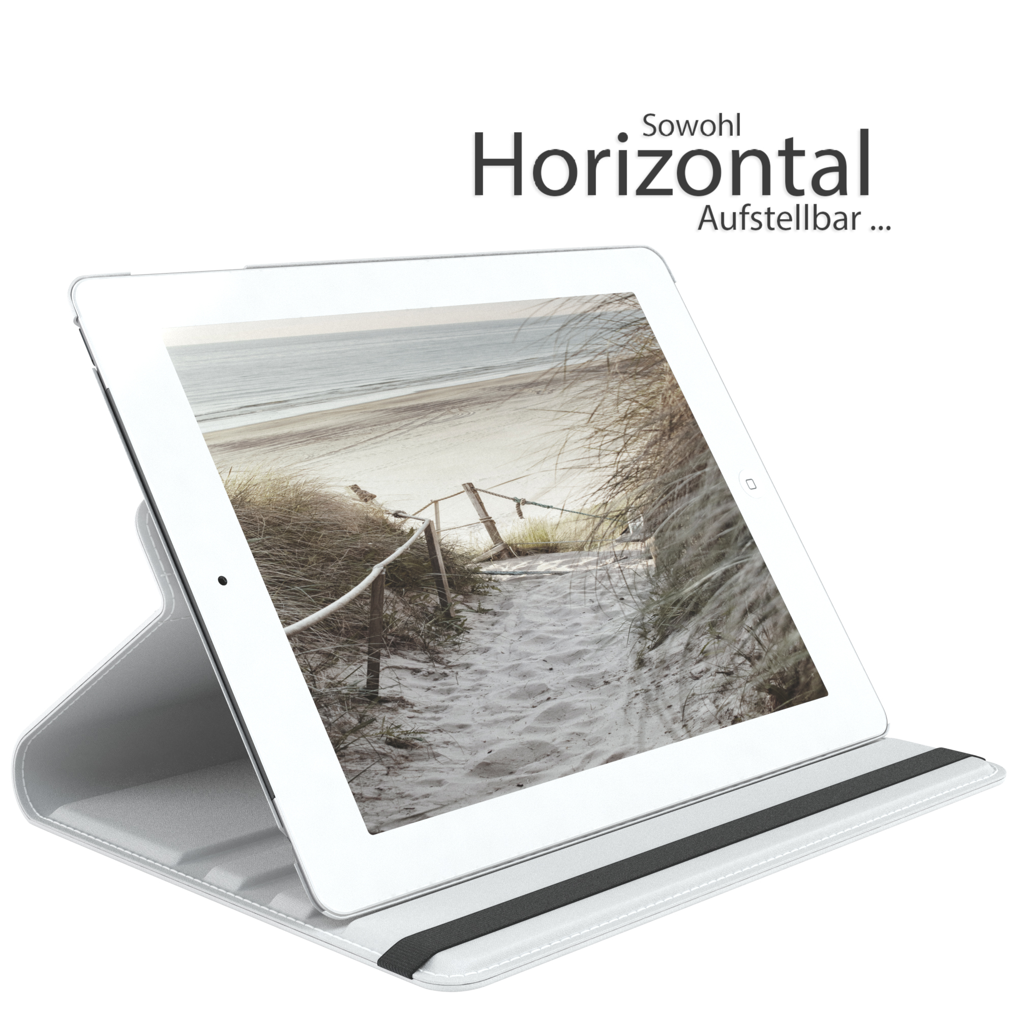 CASE Tablethülle EAZY / Schutzhülle 3 Apple 4 Rotationcase Bookcover iPad Weiß / 2 für Kunstleder, 9.7\