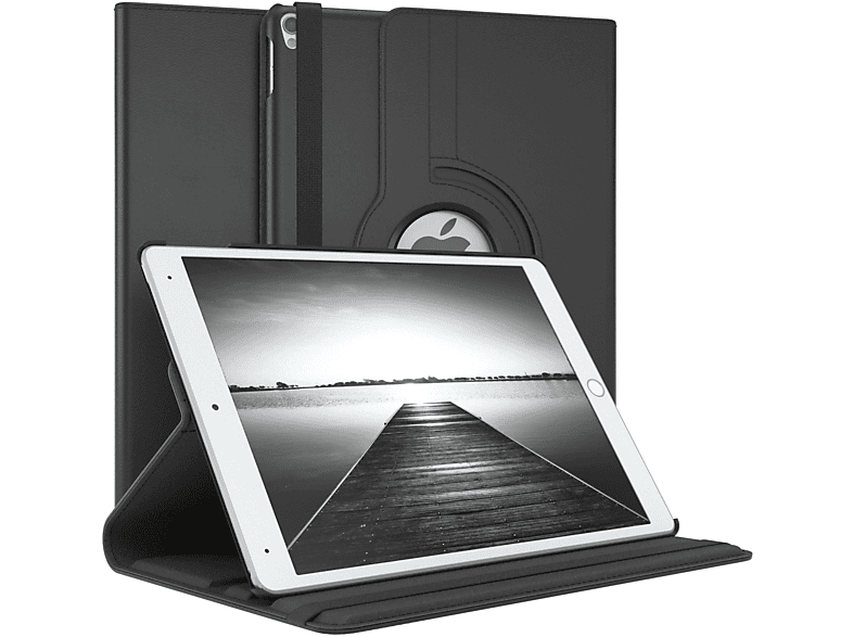 EAZY CASE Schwarz Apple Schutzhülle / 10,5 Kunstleder, für Bookcover 2019 Pro Tablethülle Air 3 2017 Rotationcase iPad Apple iPad 10.5