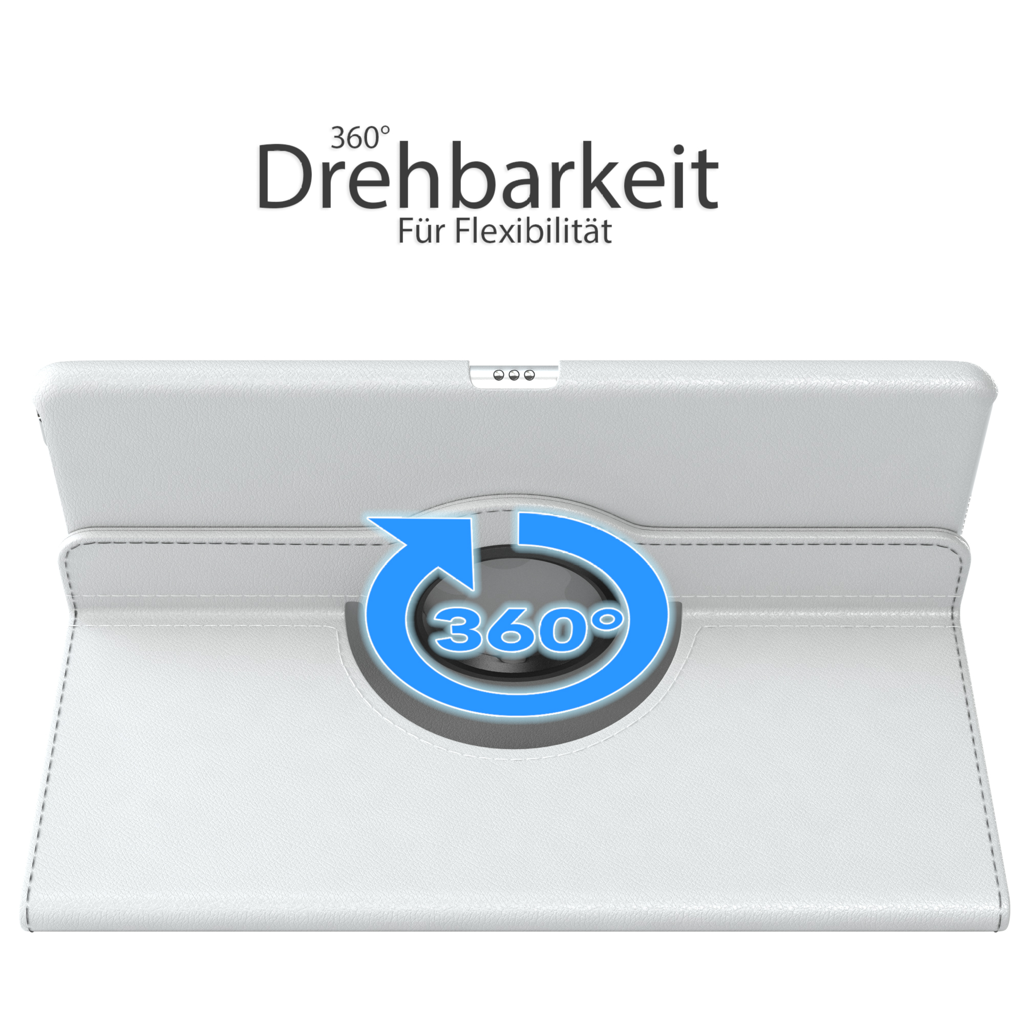 Eine weiße Tablethülle mit rotierendem Design.
