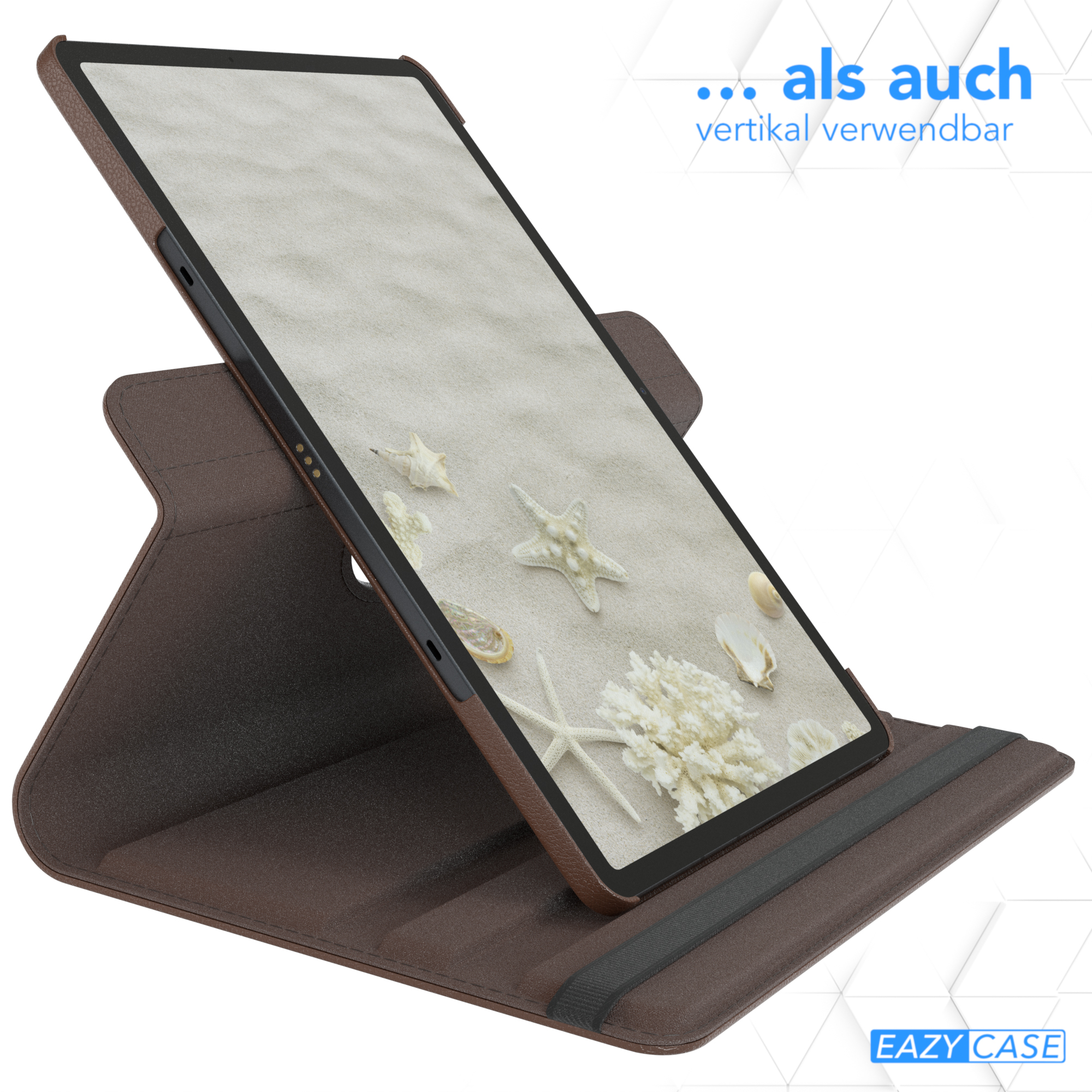 EAZY Tablethülle Braun Tab Plus Galaxy Samsung Kunstleder, CASE für Schutzhülle Bookcover S8 12.4\