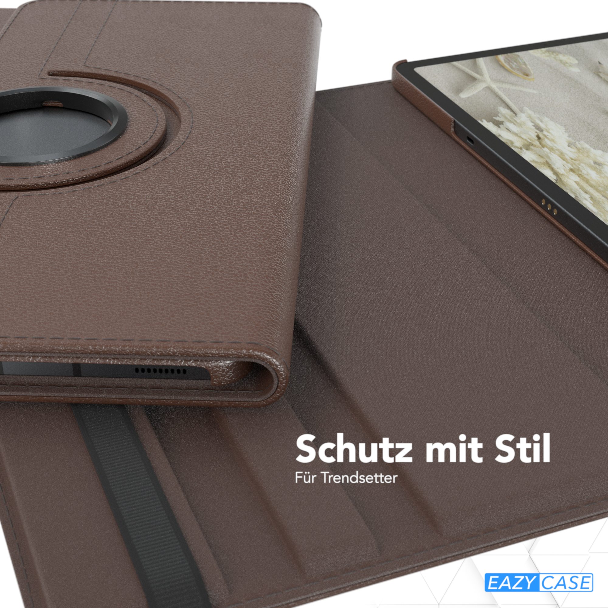EAZY Tablethülle Braun Tab Plus Galaxy Samsung Kunstleder, CASE für Schutzhülle Bookcover S8 12.4\