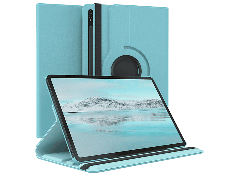 Kunstleder, CASE Tab EAZY Rotationcase Schutzhülle Plus Samsung Blau Bookcover Tablethülle für Galaxy 12.4\