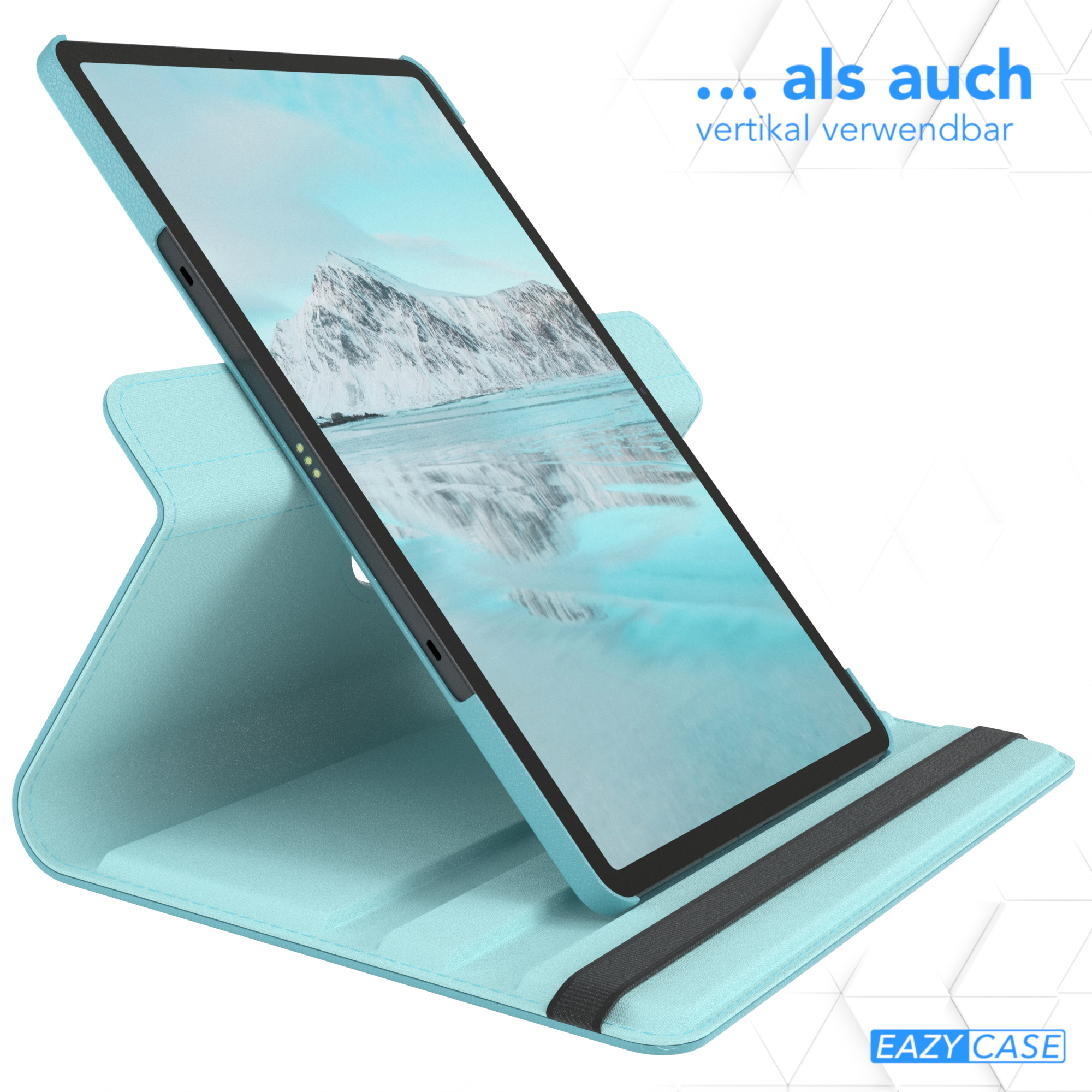 Kunstleder, CASE Tab EAZY Rotationcase Schutzhülle Plus Samsung Blau Bookcover Tablethülle für Galaxy 12.4\