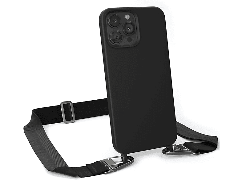 Silikon Handy mit 13 Schwarz Premium Max, Umhängetasche, EAZY Silber Breit Pro Apple, Karabiner iPhone CASE Kette / Hülle,