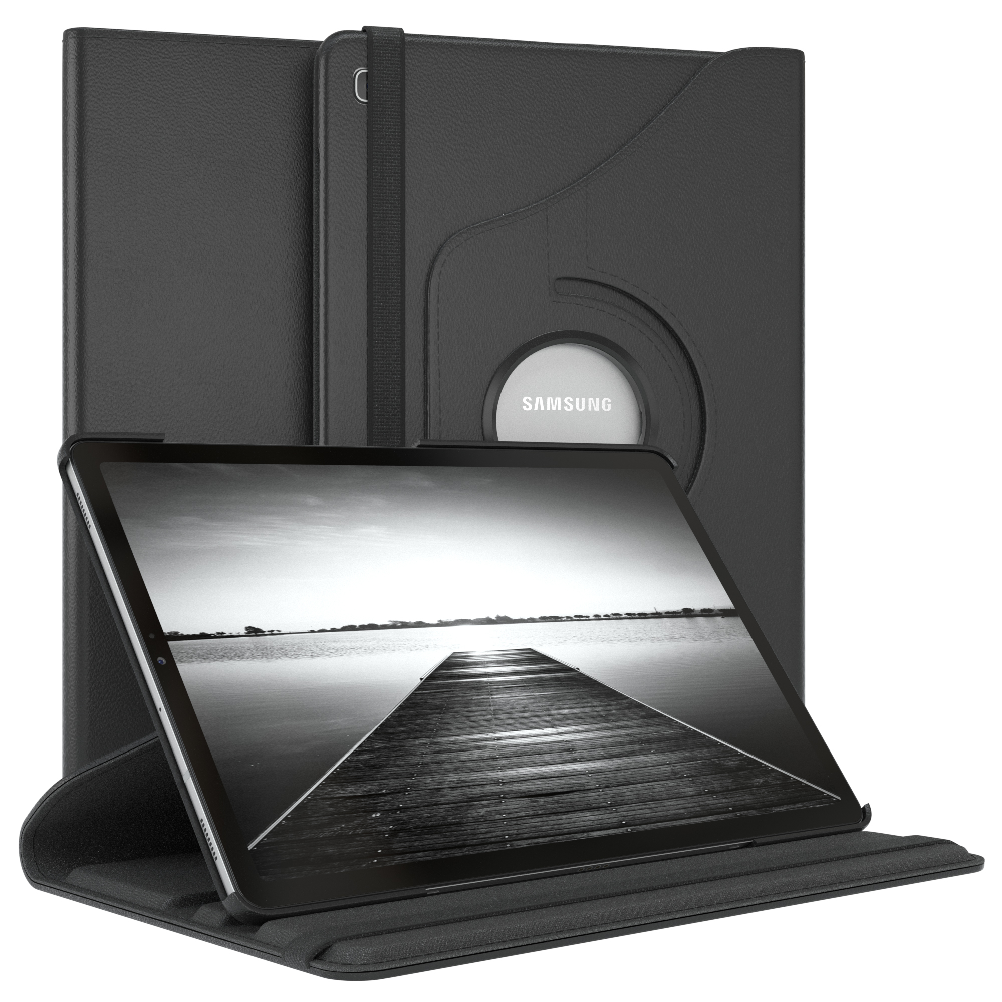 EAZY CASE Schutzhülle Rotationcase Schwarz S5e Bookcover Tablethülle Kunstleder, Galaxy Samsung Tab 10.5\