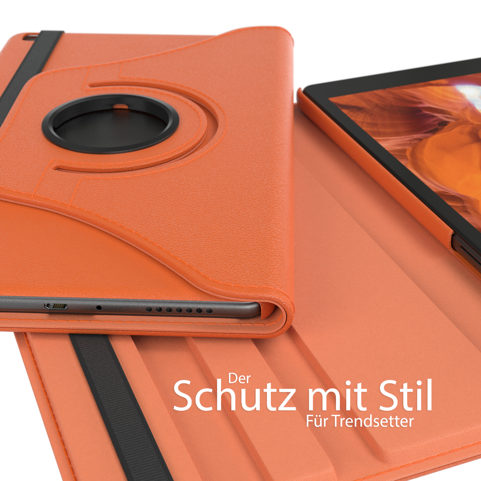 EAZY CASE Schutzhülle Rotationcase Tablethülle 8,0 Bookcover Galaxy Kunstleder, Tab Orange A Samsung 8.0\