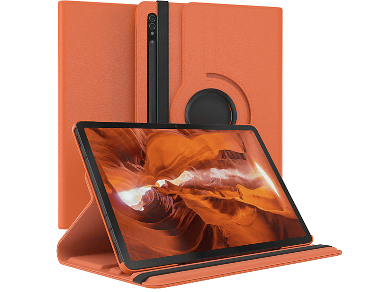 EAZY CASE Rotationcase Galaxy Samsung Bookcover S7 Orange Schutzhülle Tab für Tablethülle Kunstleder, 11.0