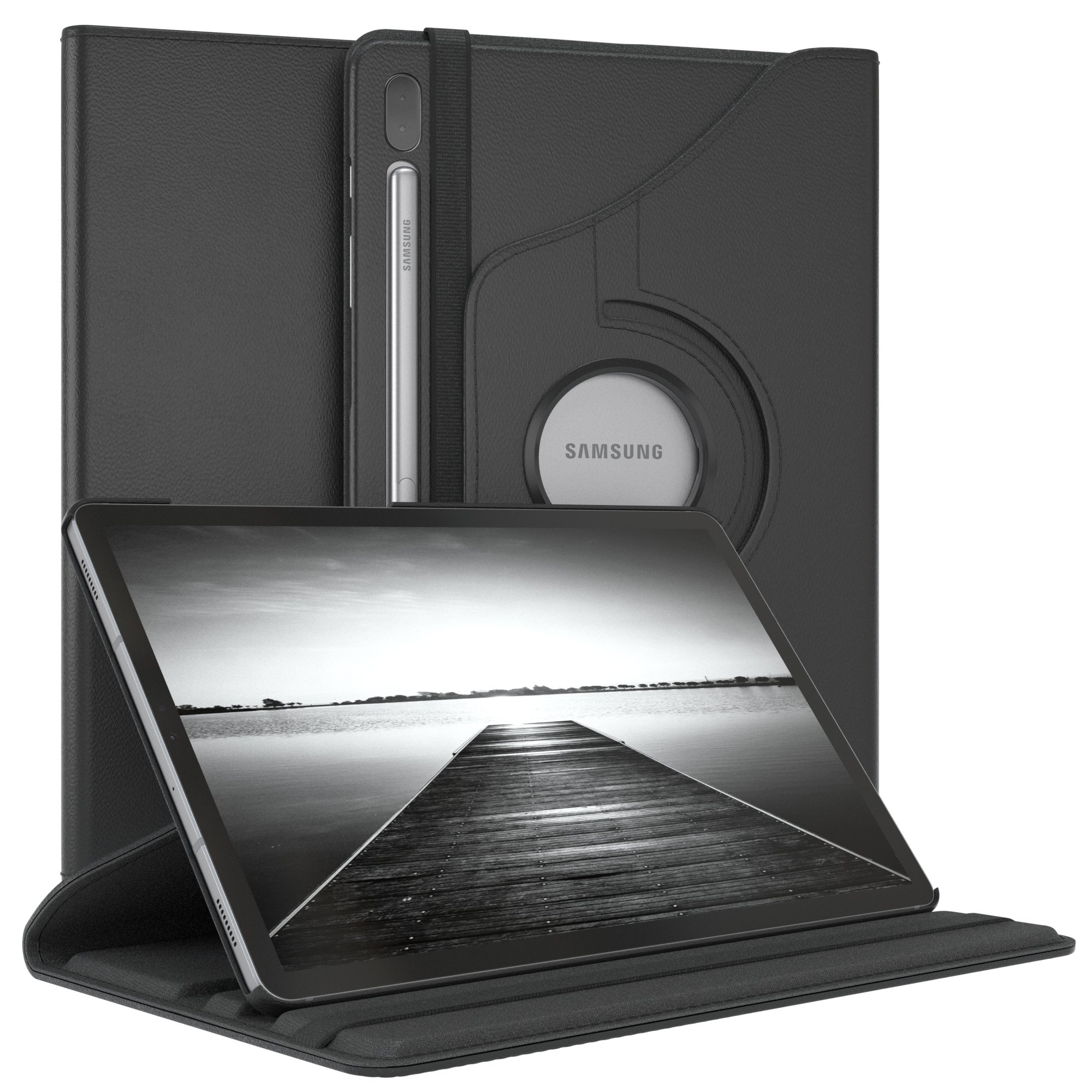 EAZY CASE Schutzhülle Rotationcase Tablethülle für Galaxy Schwarz Bookcover Samsung Kunstleder, Tab S6 10.5