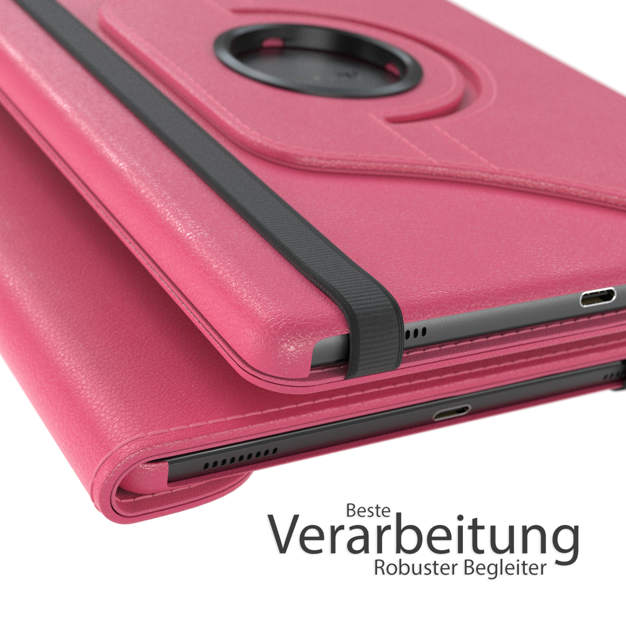 EAZY CASE Schutzhülle Rotationcase Bookcover Galaxy Samsung Kunstleder, Pink 10.1\