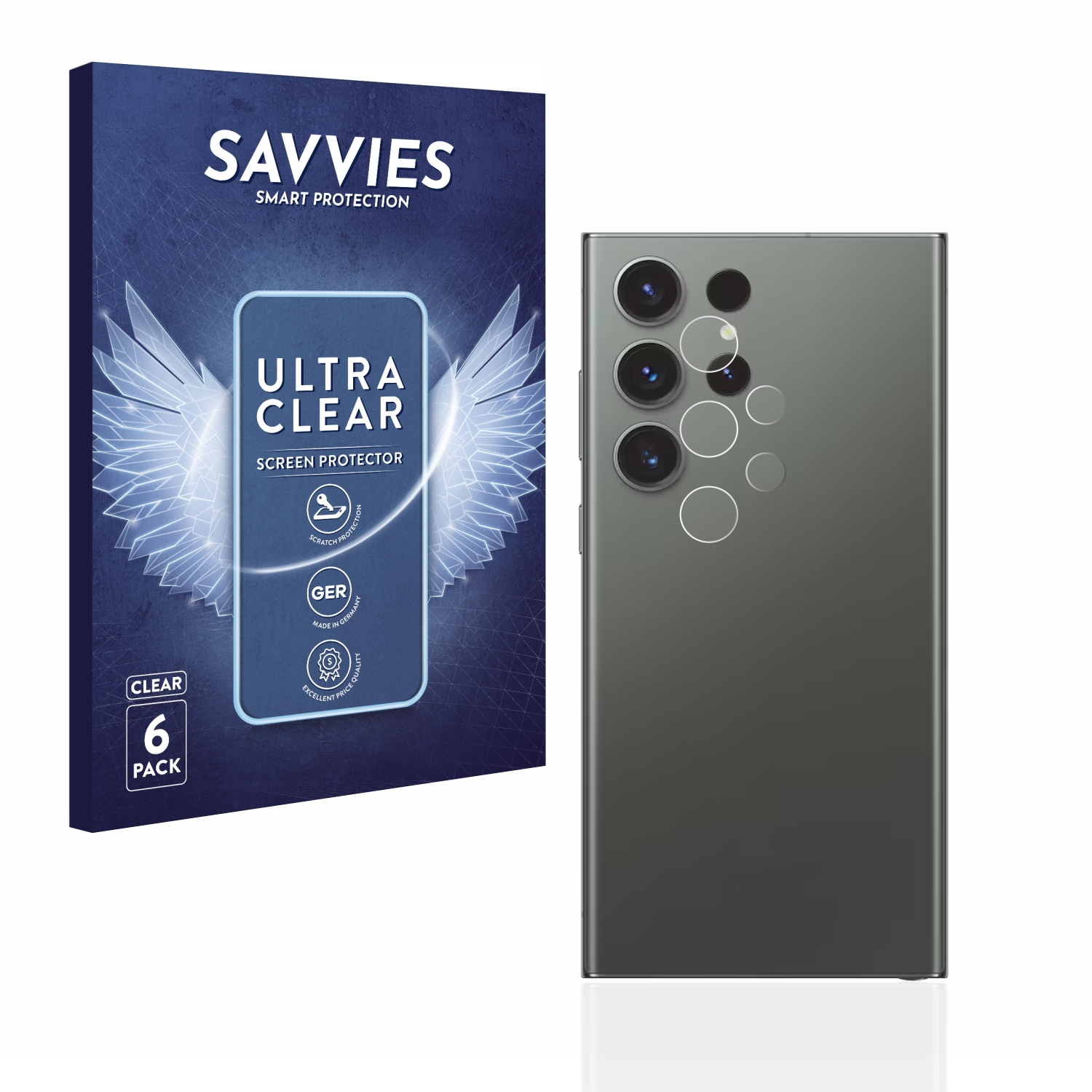 SAVVIES S23 Samsung Galaxy Ultra) klare 6x Schutzfolie(für