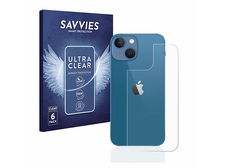 SAVVIES 6x iPhone Schutzfolie(für Apple 13 klare mini)