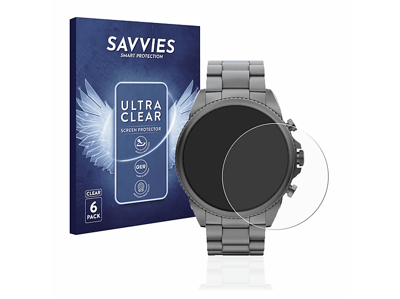 SAVVIES 6x klare Schutzfolie(für Fossil Gen 6 (44mm))