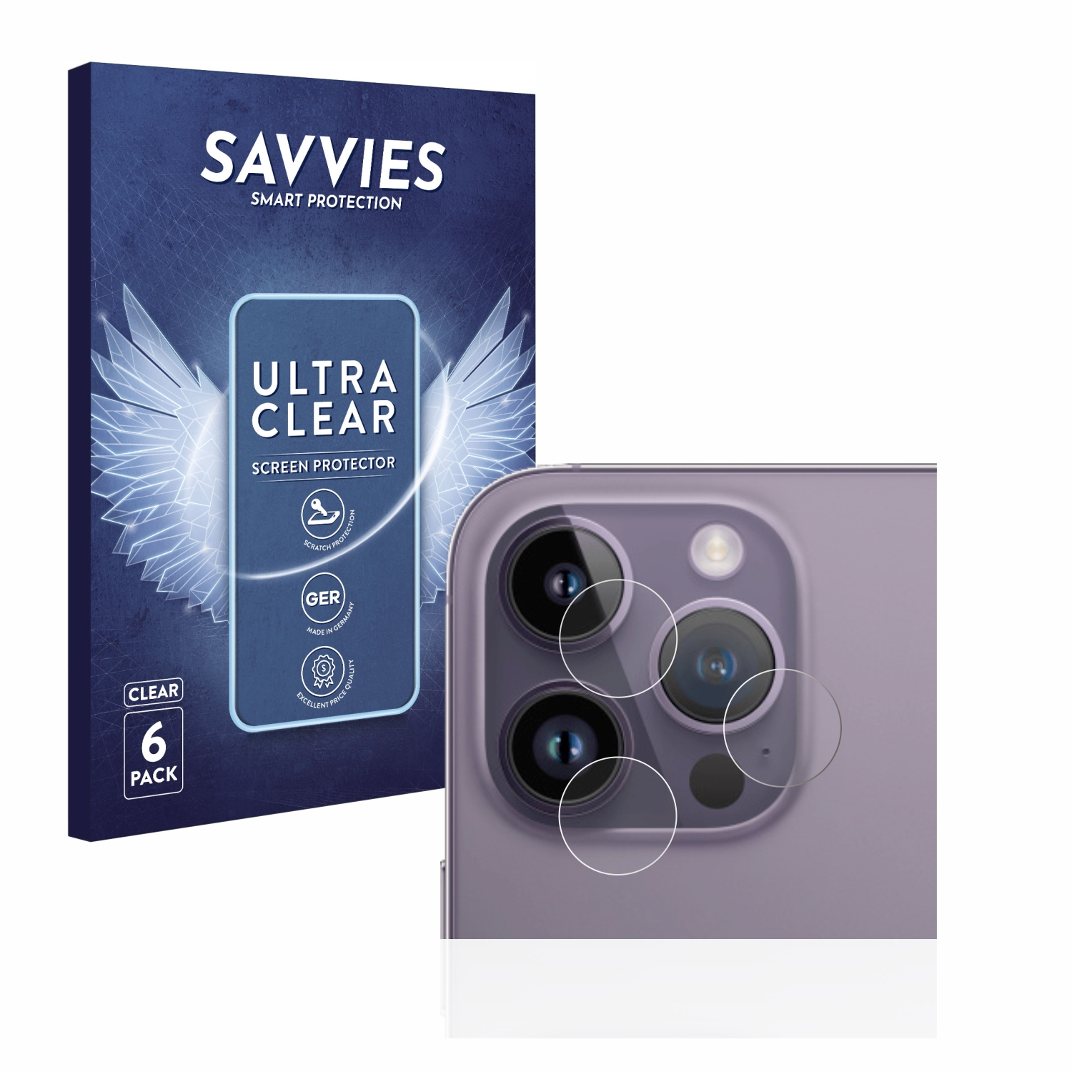 SAVVIES iPhone Max) klare 6x Apple Schutzfolie(für 14 Pro