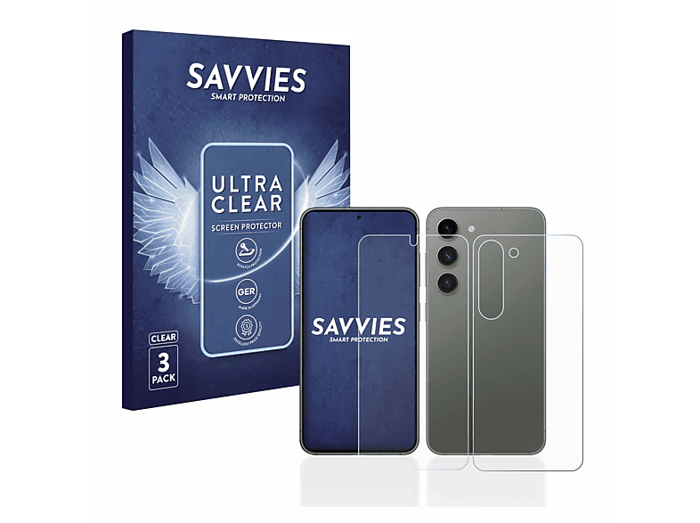 SAVVIES 6x klare Schutzfolie(für Samsung Galaxy S23)