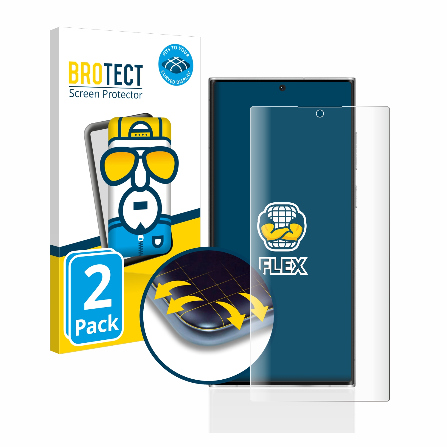 BROTECT Schutzfolie(für S22 Curved 3D Samsung 5G) Galaxy Flex Ultra Full-Cover 2x