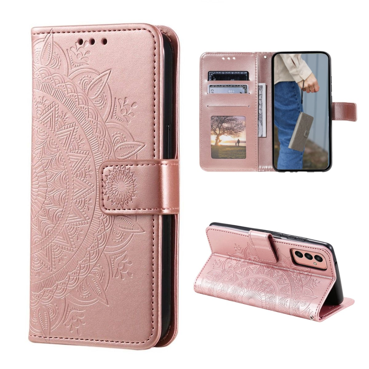 COVERKINGZ Klapphülle A34 Galaxy mit Muster., Samsung, Bookcover, Rosegold 5G, Mandala