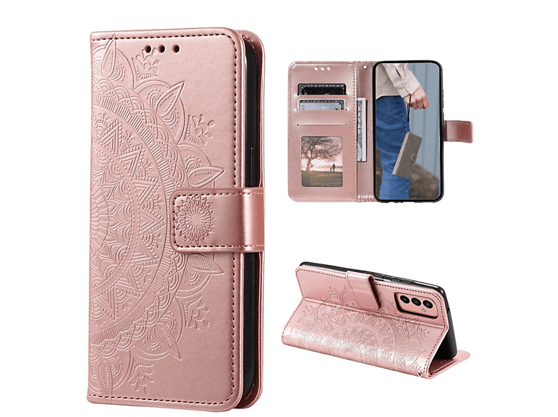 COVERKINGZ Klapphülle A34 Galaxy mit Muster., Samsung, Bookcover, Rosegold 5G, Mandala