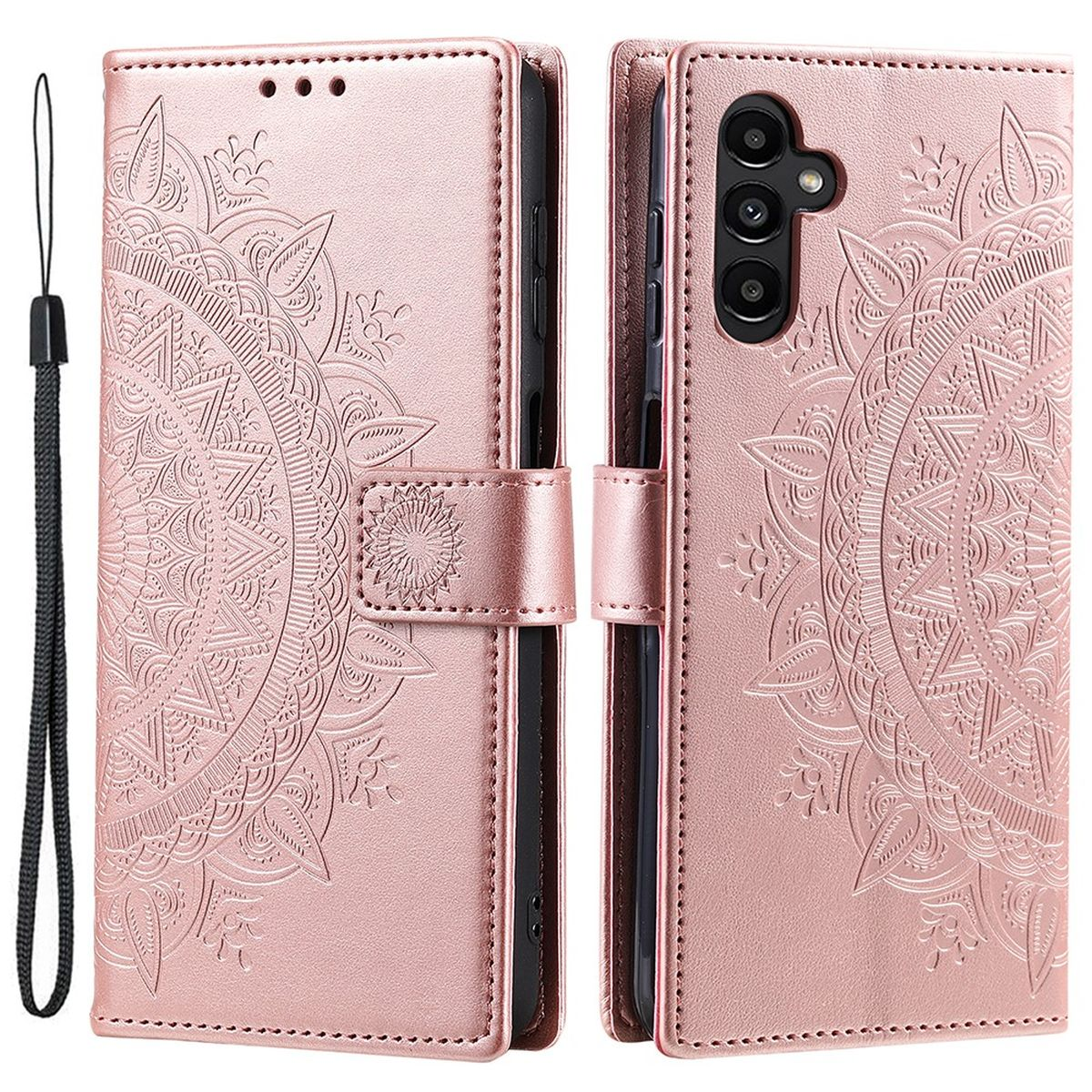 COVERKINGZ Klapphülle mit Muster., Samsung, Rosegold A34 Galaxy Mandala 5G, Bookcover