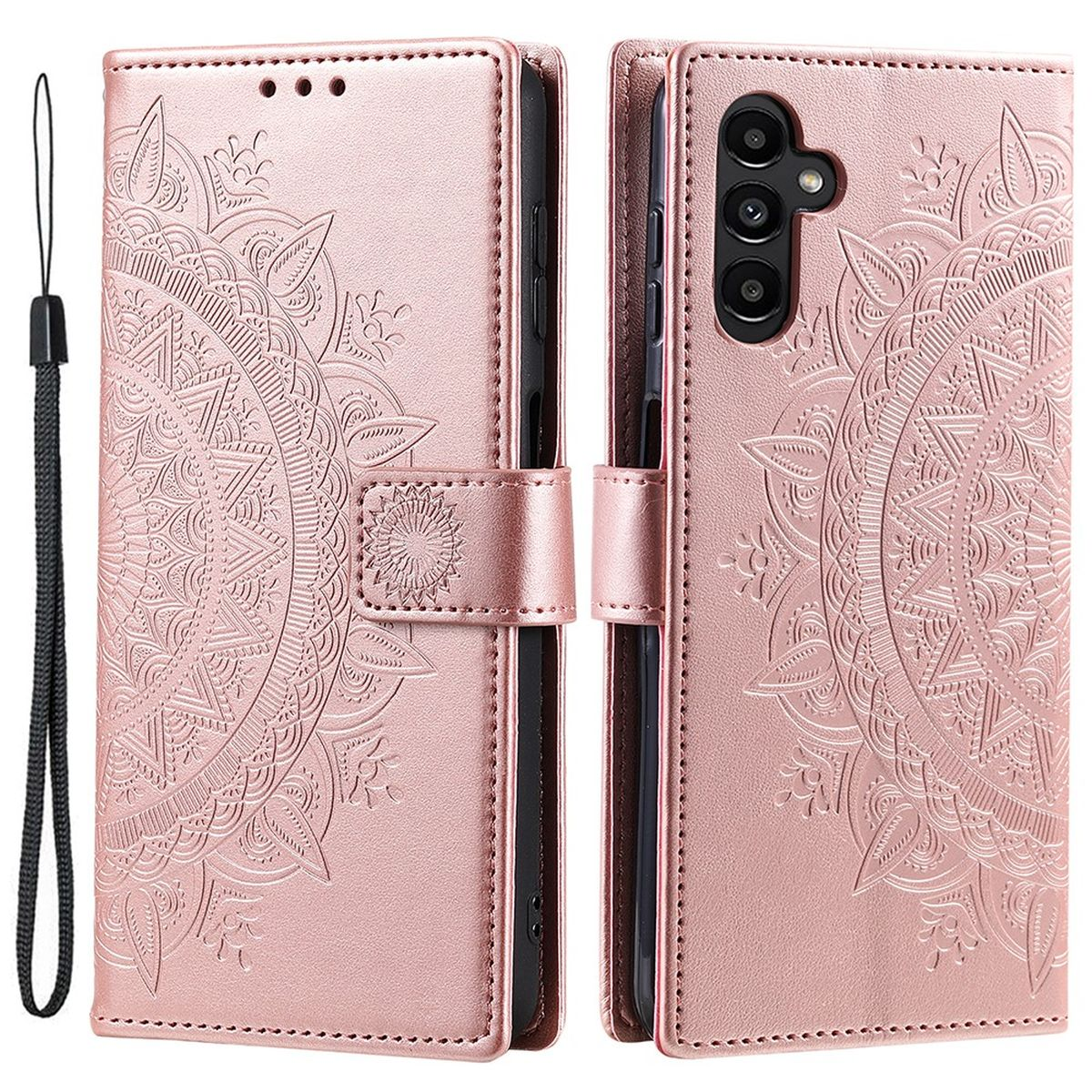 COVERKINGZ Klapphülle Muster., Galaxy Rosegold A34 mit Samsung, Mandala Bookcover, 5G