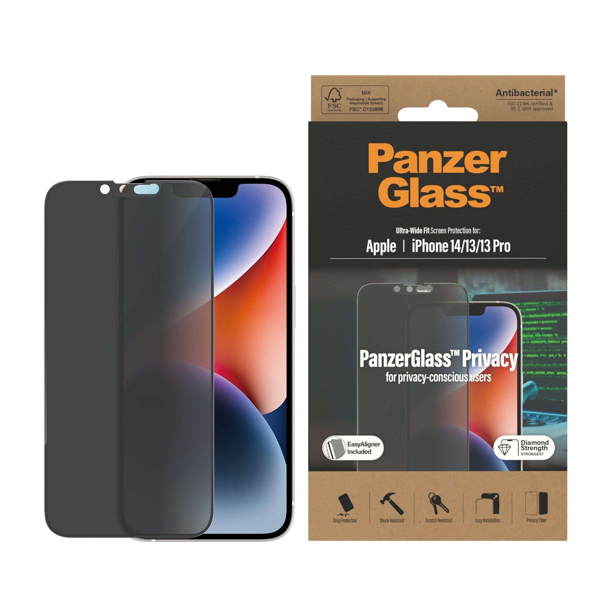 PANZERGLASS 14 iPhone iPhone iPhone | Displayschutz(für Apple | Pro Apple iPhone | Pro) | EasyAligner 13 Ultra-Wide 13 14 | m. 13 13 Fit