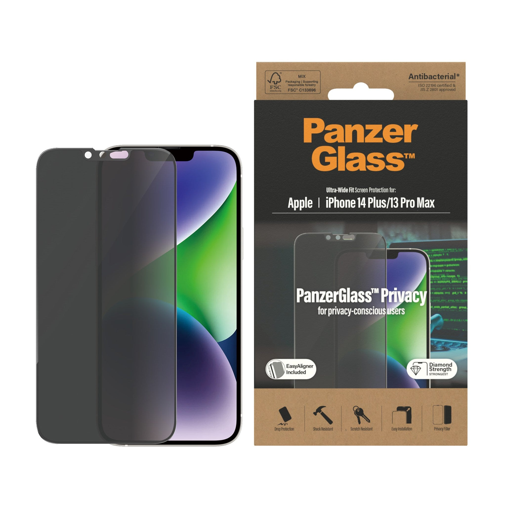 PANZERGLASS Apple Fit iPhone m. Max iPhone Apple iPhone Displayschutz(für Plus Ultra-Wide Pro | 13 | 14 13 EasyAligner | Pro Max) Plus 14