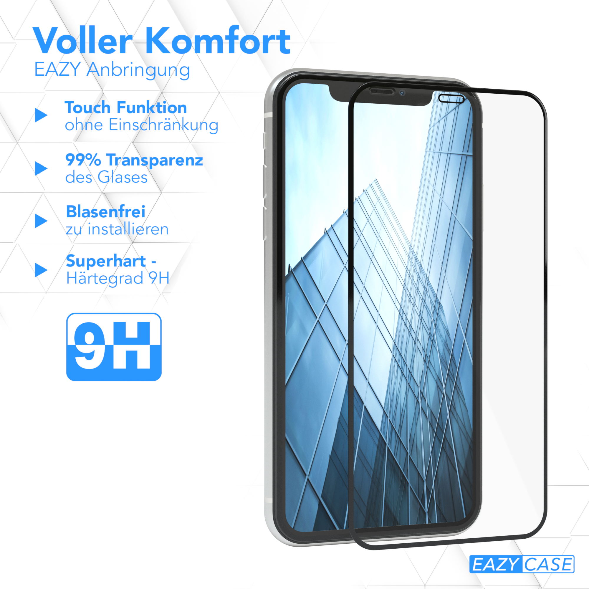 Displayschutzfolie mit Details zu Transparenz und Härtegrad.