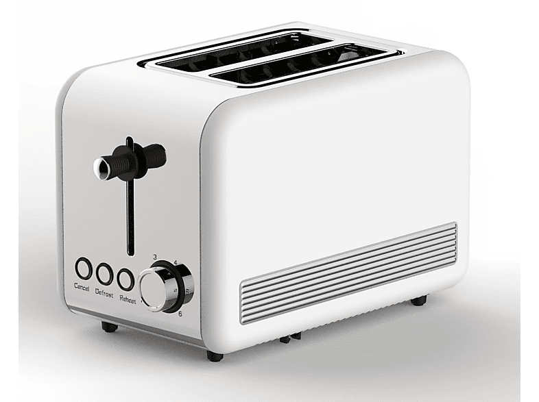 Weiß-Silber Retro Watt, Schlitze: 2) SCHÄFER 2 Toaster (850