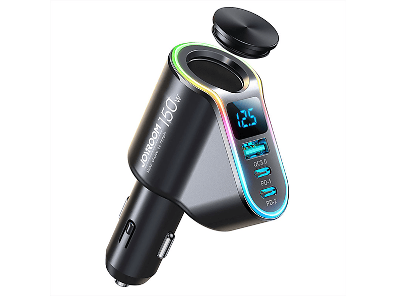 JOYROOM 4in1 USB-A QC3.0 / 2xUSB-C PD JR-CL21 KFZ-Ladegerät Universal, -, Schwarz