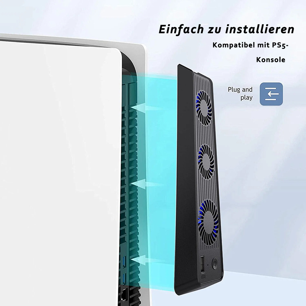 TADOW Für PS5 Cooling Lüfter,Konsolenlüfter für PlayStation-Controller, PS5,mit schwarz externem Konsolenzubehör