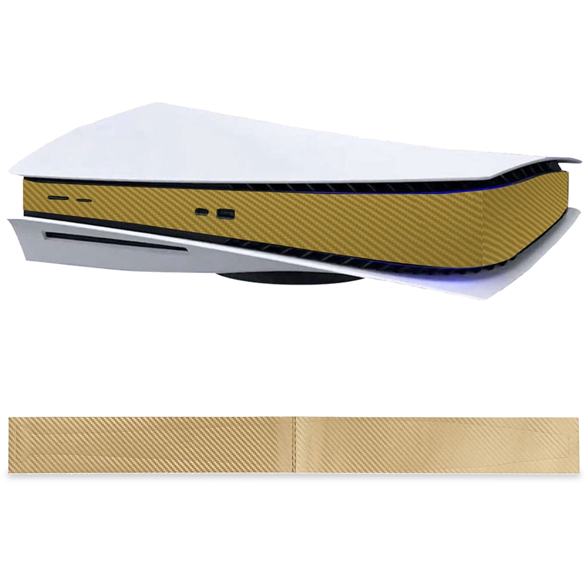 TADOW Host-Schutzstreifen, Gold PS5-Konsolen-Mittelaufkleber, Kohlefaser CD-ROM-Version, Konsolenzubehör