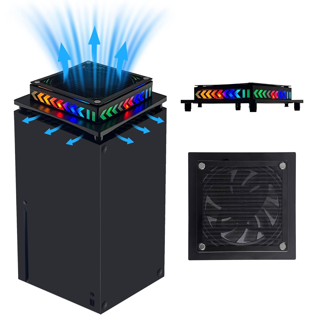 TADOW XBOX-Konsole 5-Controller,RGB, PlayStation Dock,für X/S Kühlung schwarz Serie LED-Lichtleiste, Xbox Konsolenzubehör