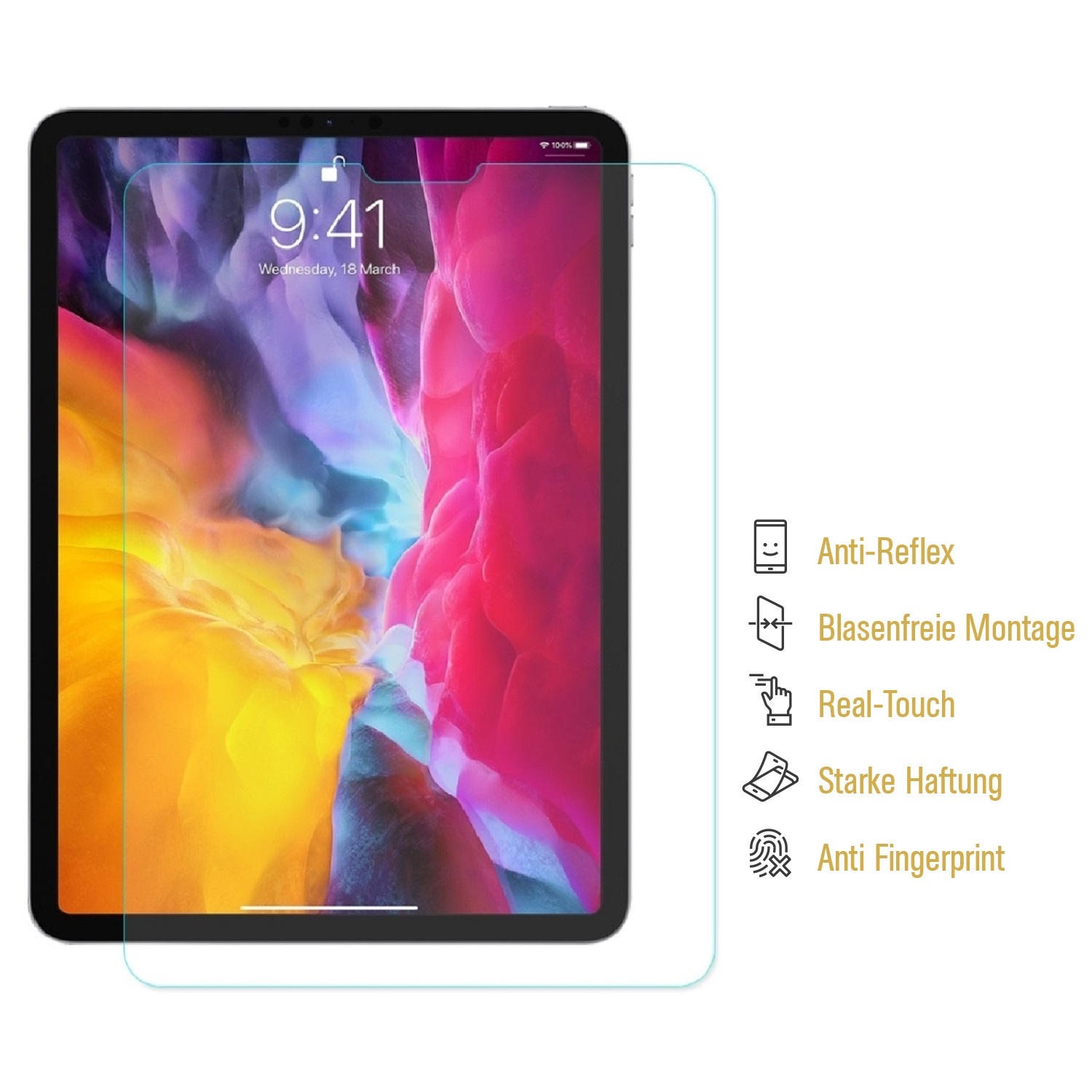 iPad 2022) ENTSPIEGELT Apple 2019 MATT Pro 2020 Schutzfolie PROTECTORKING 2018 12.9 4x Displayschutzfolie(für
