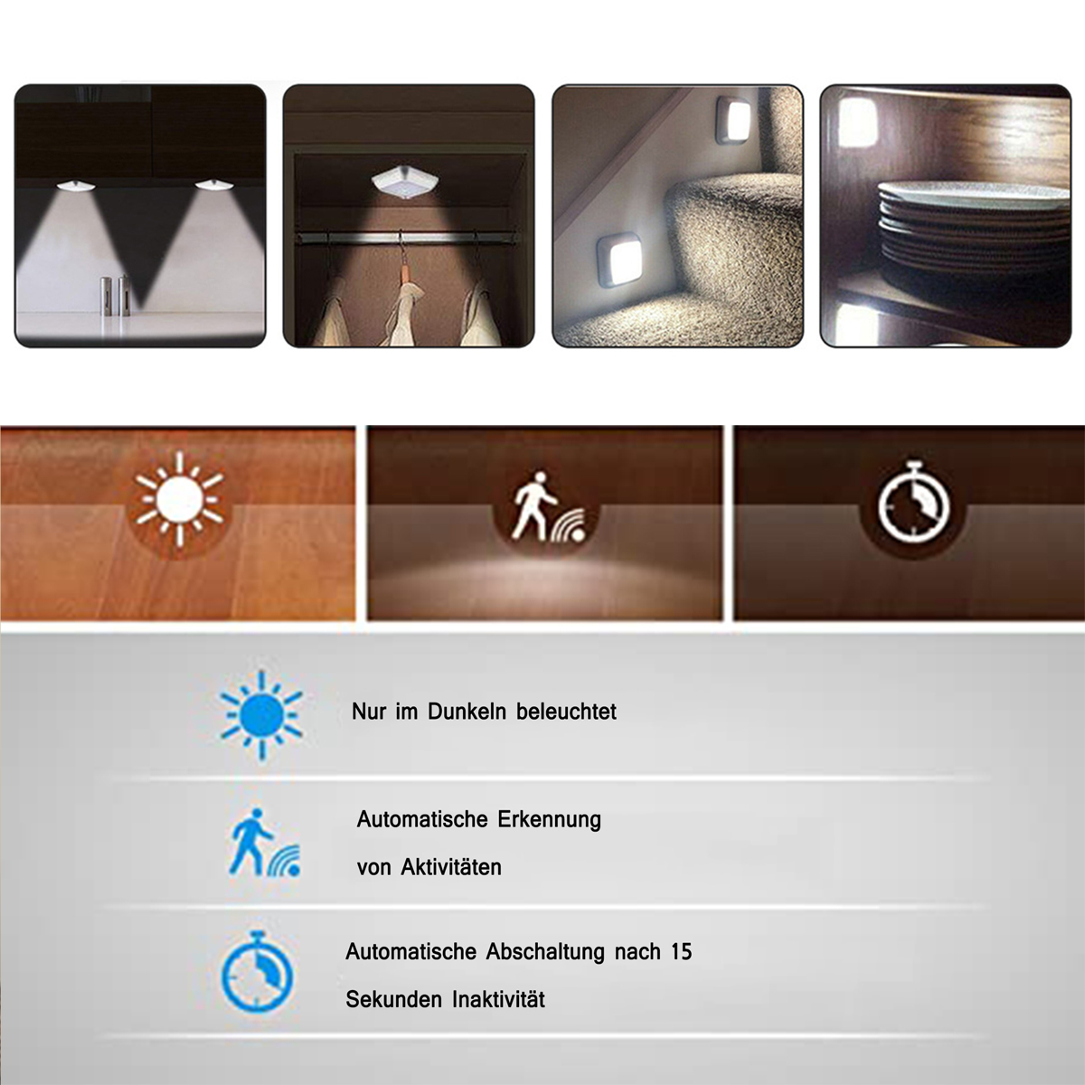 KINSI LED Nachtlicht,Treppenlichter,Schrankleuchten,für Flure/Schränke/Nachttisch Innenraumleuchte weiß
