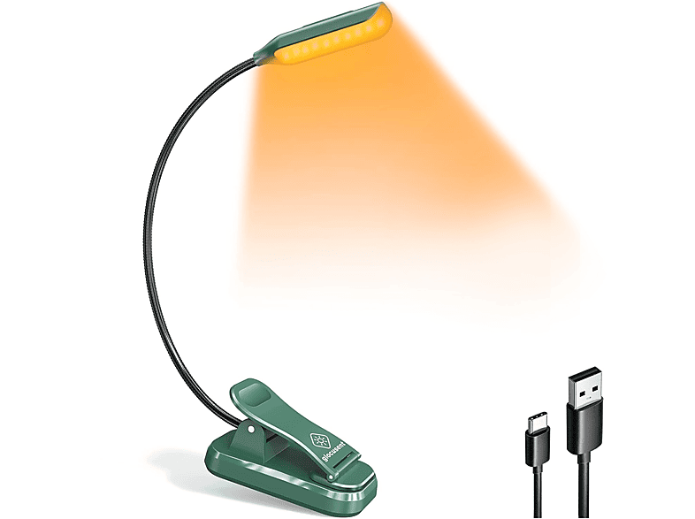 KINSI Mini-Clip-Licht, Leselampe 3 Grün 3 und Farben Drei Buch, Leselampe Helligkeitsstufen, Farben