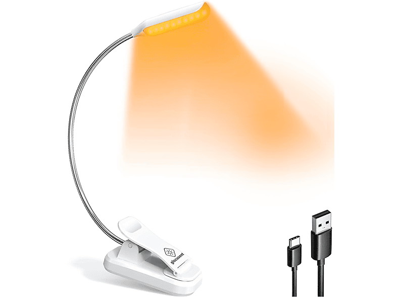 KINSI Mini-Clip-Licht,3 Farben und 3 Helligkeitsstufen,Leselampe Buch,Weiß Leselampe Drei Farben