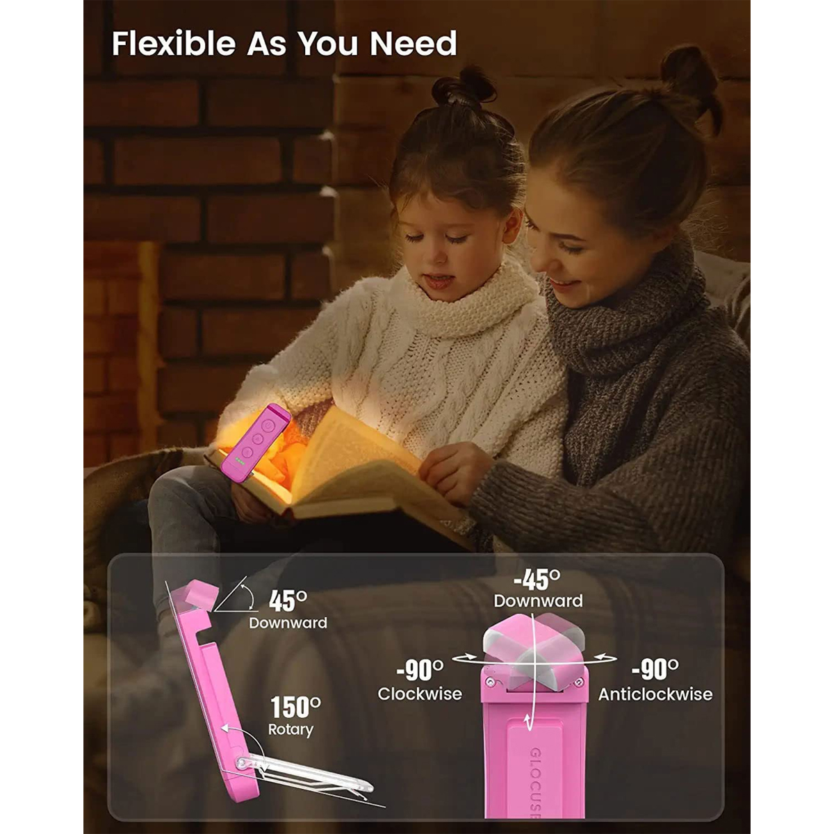KINSI Ein Licht, LED-Licht, USB-aufladbare Drei Farben 3 Farben Mini-LED-Buchleuchte, Leselampe mini