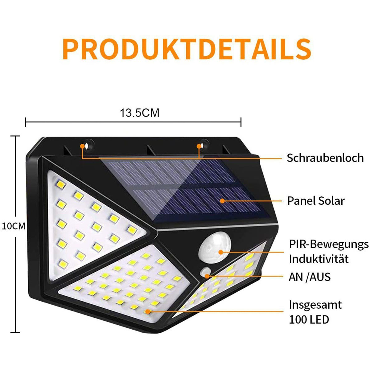 LAMON Solar-Wandleuchte, 4pcs weiß wasserdicht, IP65 LED Solar-Wandleuchte, Wandleuchte 270° Solar-Wandleuchte