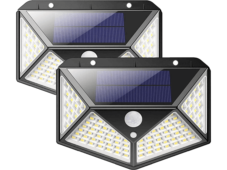 2pcs Solar-Wandleuchte, Solar-Wandleuchte, LAMON Solar-Wandleuchte, 270° IP65 LED Wandleuchte wasserdicht, weiß