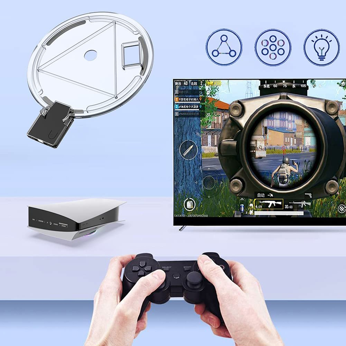 PlayStation Konsolenzubehör, 5-Controller, RESPIEL Beleuchteter schwarz RGB-Ladeschale Sockel, Konsolenständer